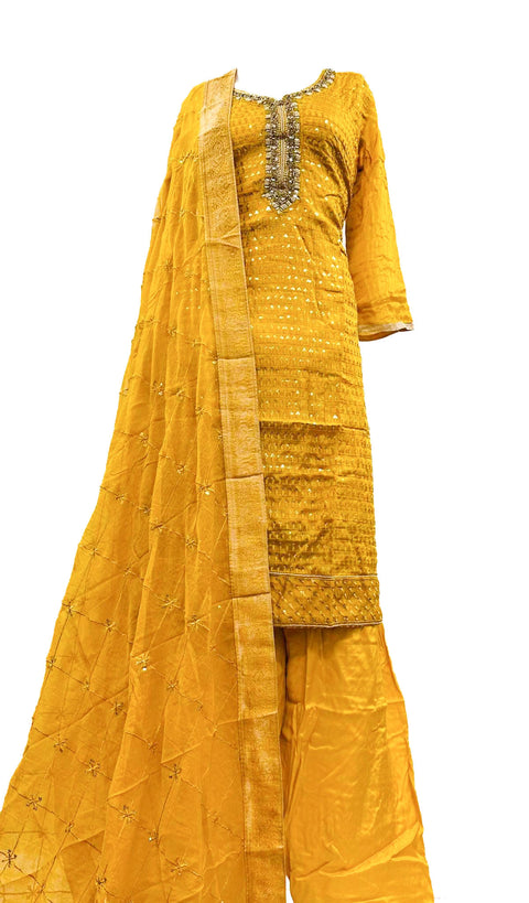 Chinnon based heavy embroidery Salwar Suit