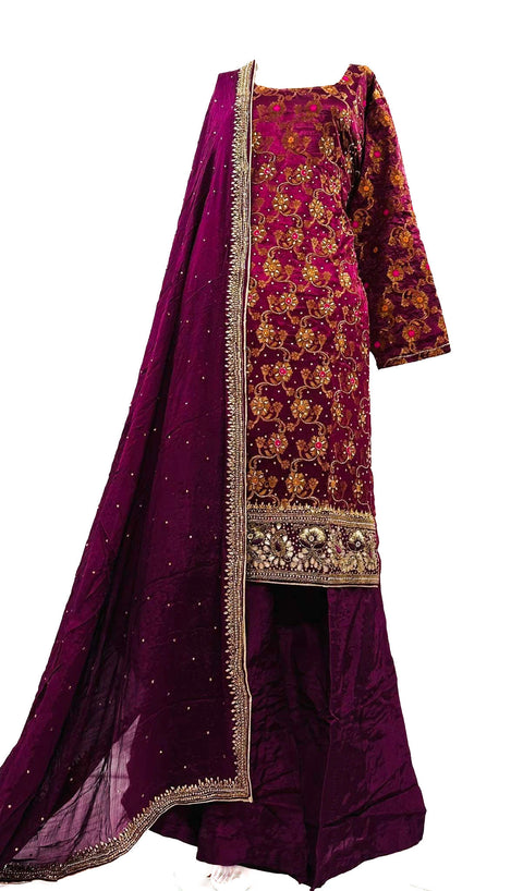 Brocade Silk based handwork Plazo Suit
