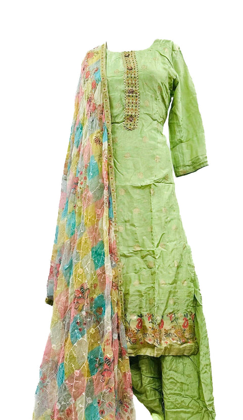 Silk based brocade print work with stones Salwar Suit