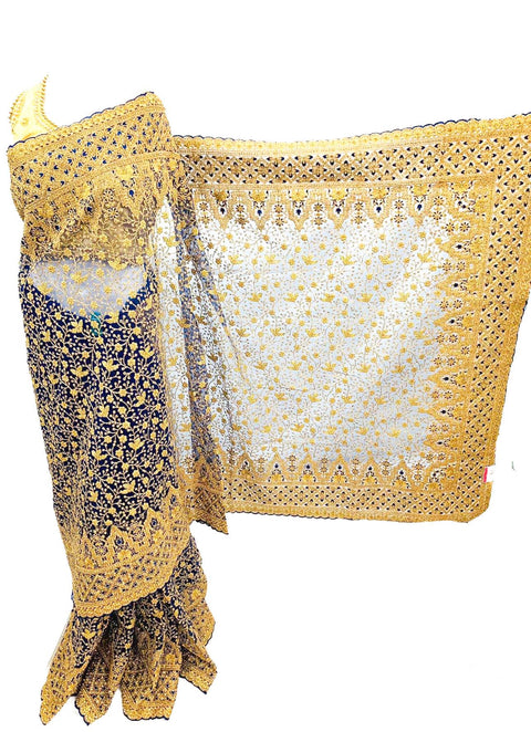 Heavy work with mirrors and stones beautiful bridal saree