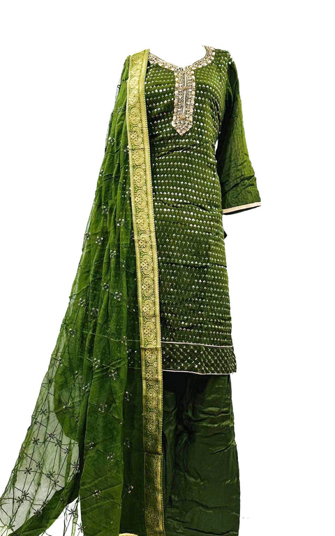 Chinnon based heavy embroidery Salwar Suit