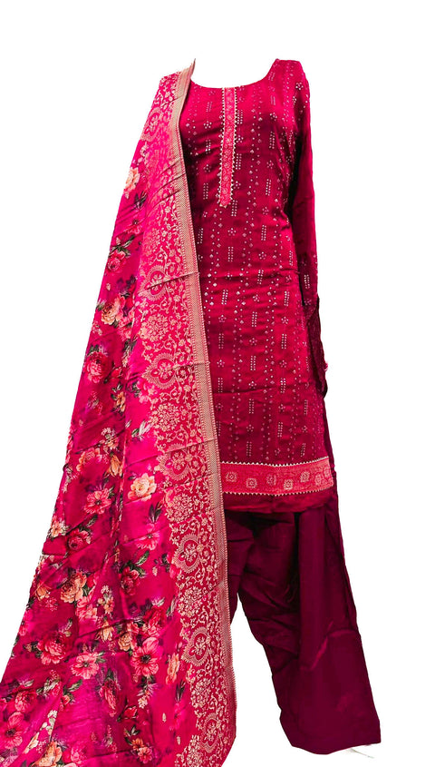 Pure chinnon based embroidery sequined work Salwar Suit