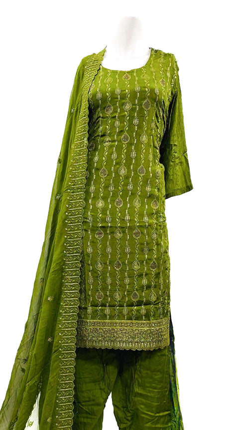 Georgette silk based all over embroidery work salwar suit
