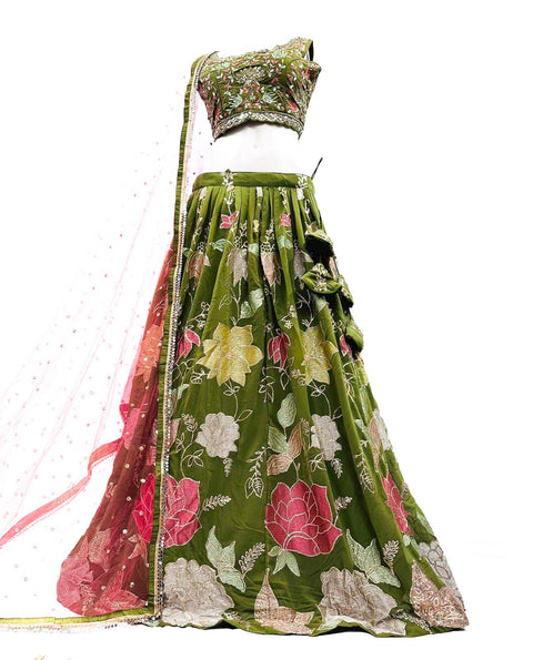 Pure Georgette Based Hand Embroidery With Sequined  & original Mirror Work Designer Lehnga