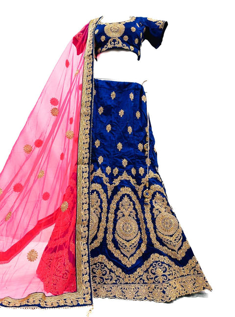 Silk based embroidery work all over designer lehnga