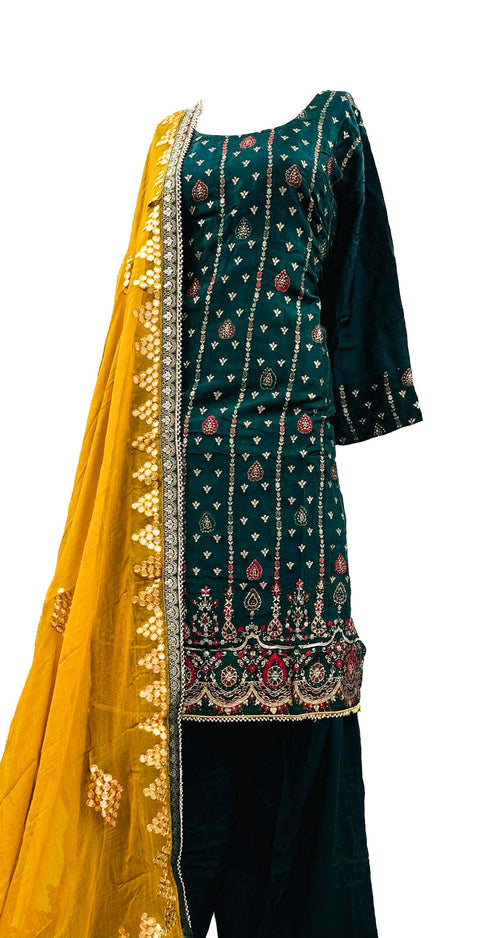 Silk based brocade print work with stones Salwar Suit