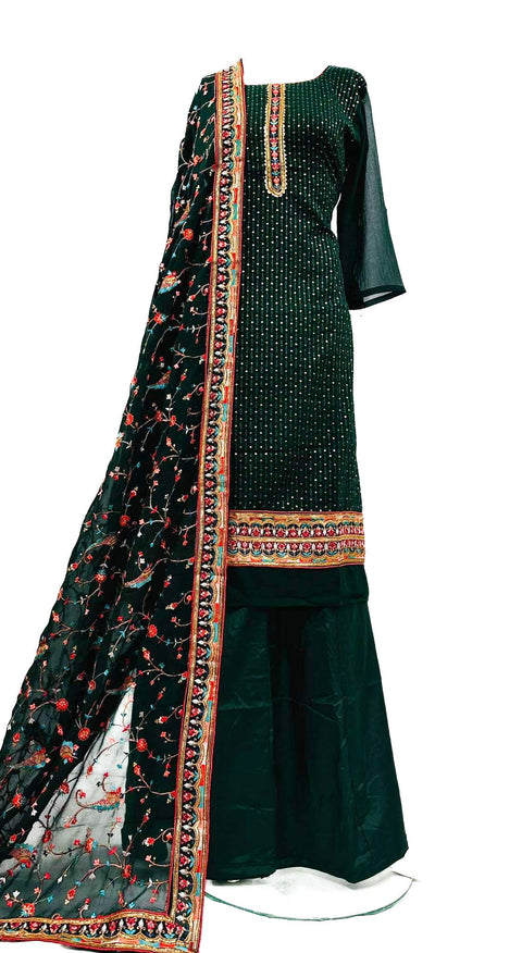 Pure georgette based embroidery work Plazo Suit
