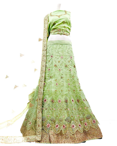 Netting Based Beautiful Embroidery Work Lehnga With Heavy Work Dupatta