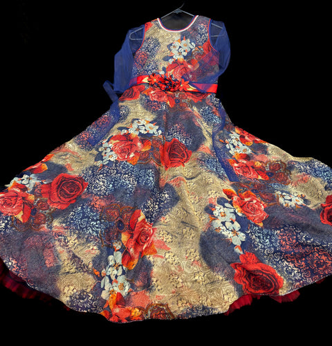 Nevi blue colour meeting based Miss floral print beautiful gown