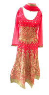 Pink Pure georgette heavy embroidered suit size 46 (upto 48)