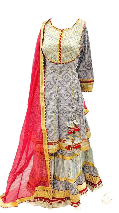 Cotton based gotta patti work designer sharara suit