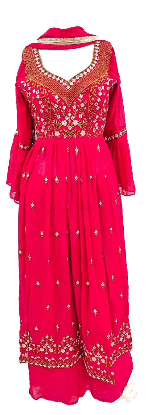 Georgette based embroidery work Nayra cut design sharara suit