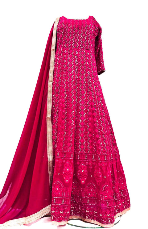 Georgette based Lakhnavi with sequined work anarkali suit