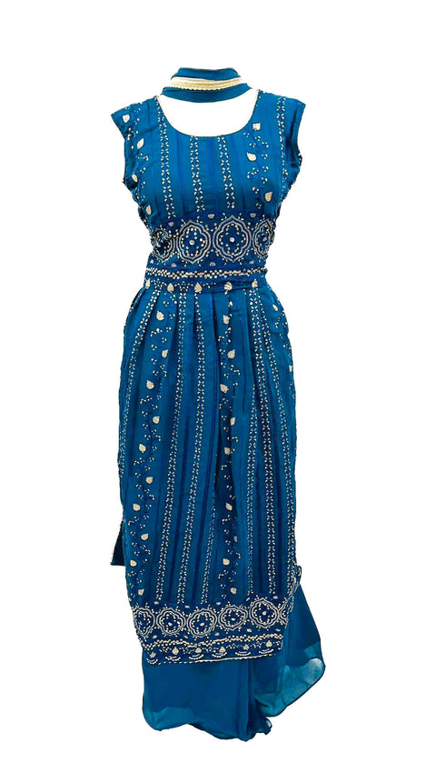 Georgette bsed sequin work with embroidery work georgette based nayra cut style sharara suit