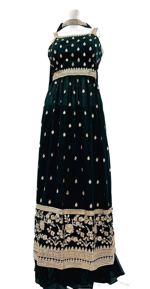 Pure Georgette Based Heavy Handwork Nayra Cut Kameez With Circular Sharara & Dupatta