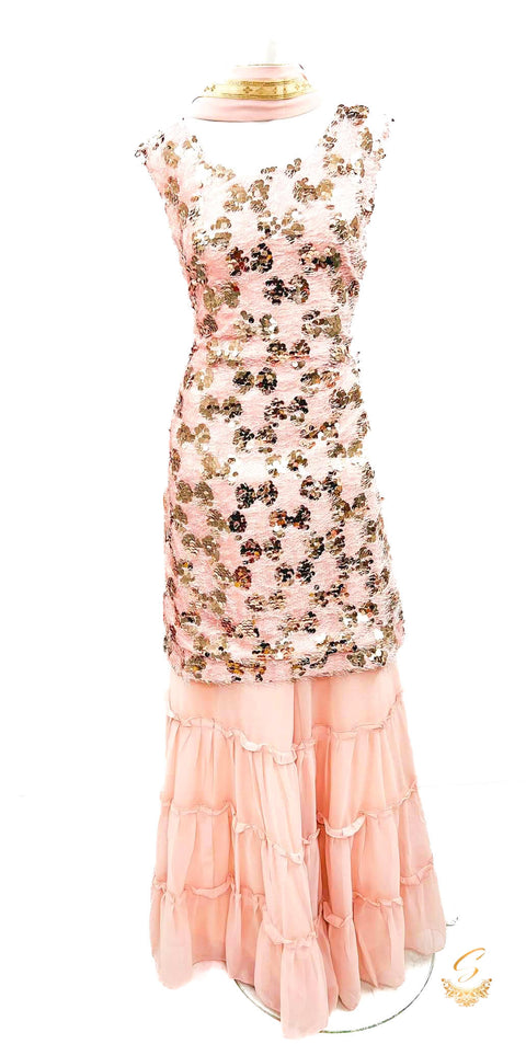 Georgette based sequin work designer  sharara suit