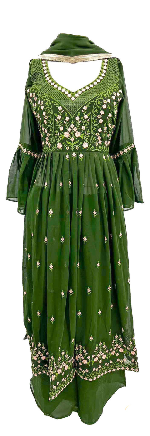 Georgette based embroidery work Nayra cut design sharara suit