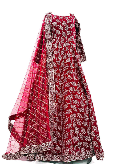 Silk georgette embroidery & Sequin jaal Designer Wedding gown
