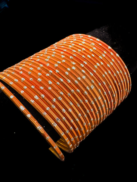 Golden Shimmer dotted metal bangles 2 dozen in 1 Set