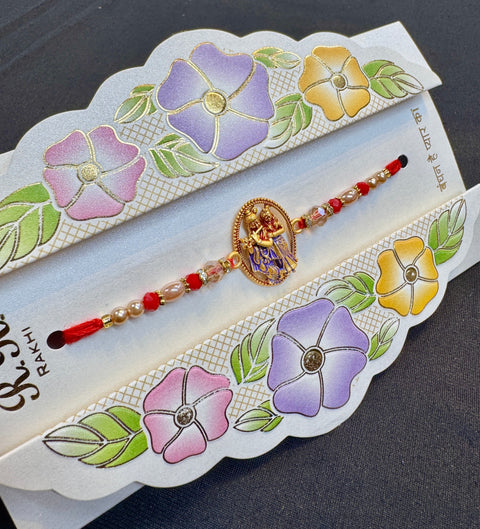 Radha Krishna design Beautiful Stone Work Rakhi in nice pack gift box