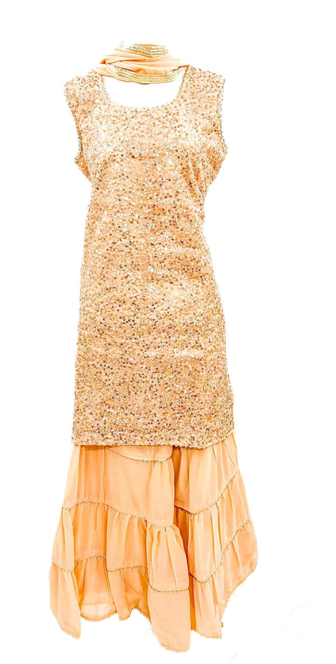 Sequin work georgette based sharara suit