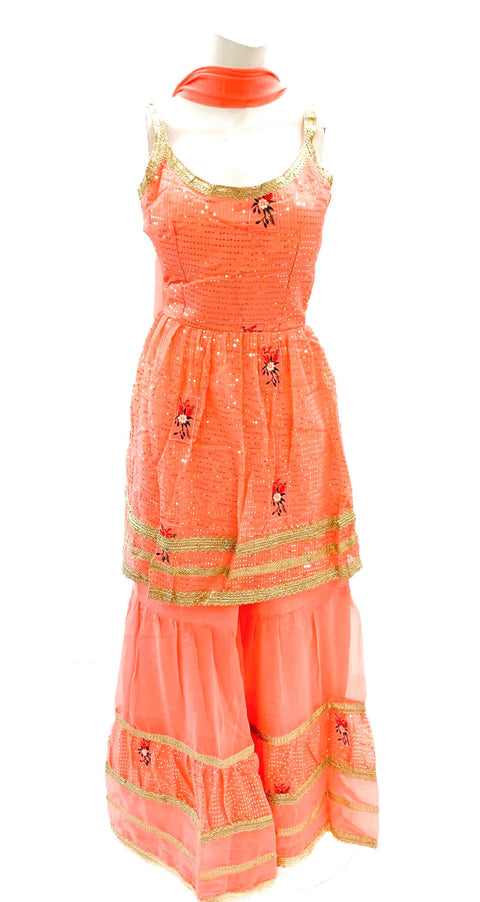 Georgette based heavy sequin work sharara suit