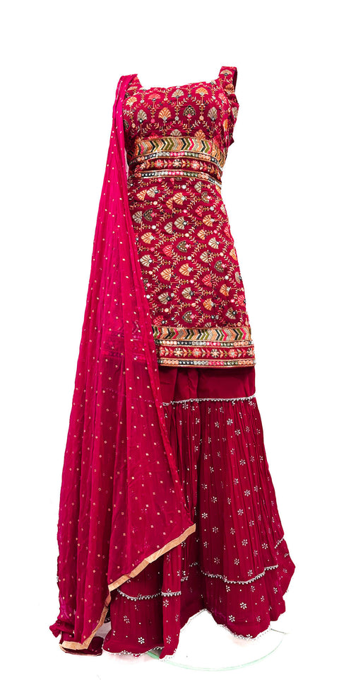 Georgette based all over heavy embroidery work sharara suit