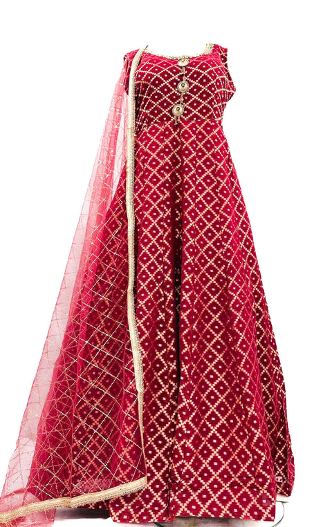 Chiffon based Brocade silk design Gown