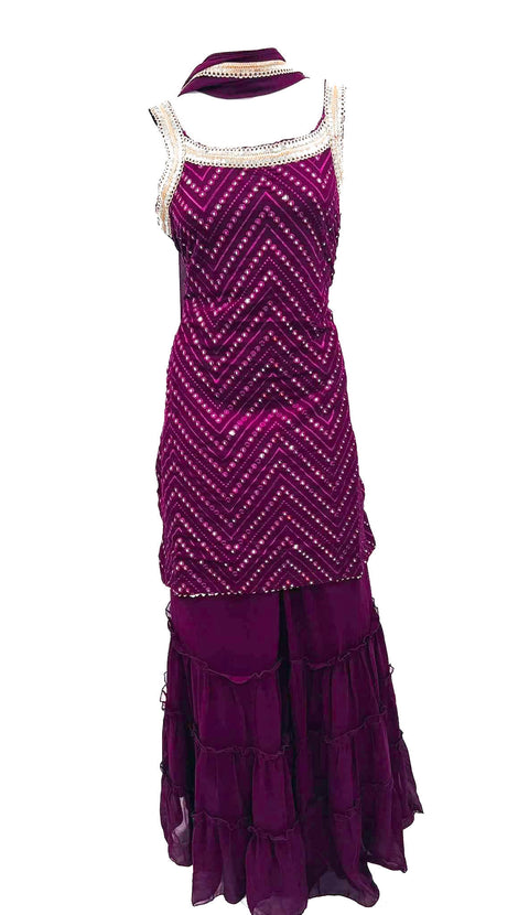 Georgette basesd mirror work design sharara suit