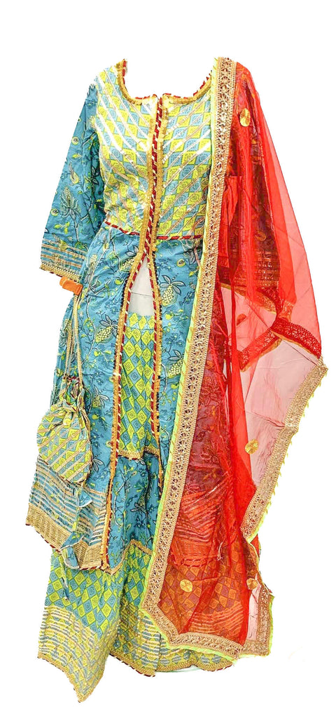 Cotton based gotta patti work designer sharara suit