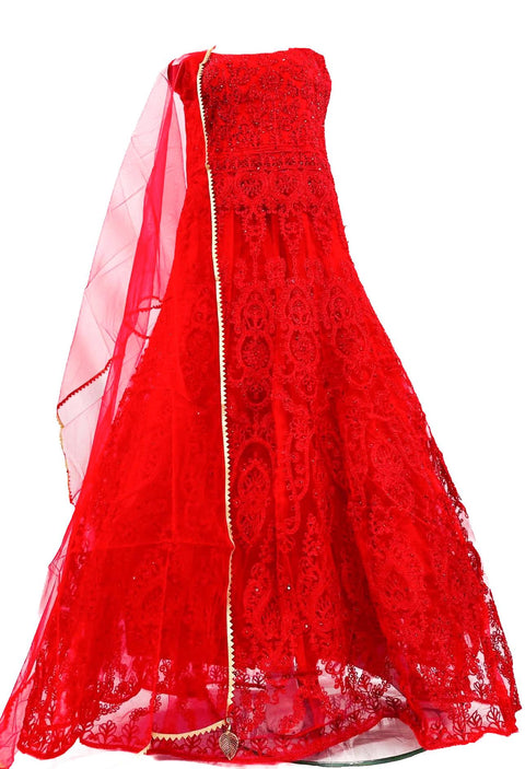 Stone Work With Embroidery Work Netting Gown