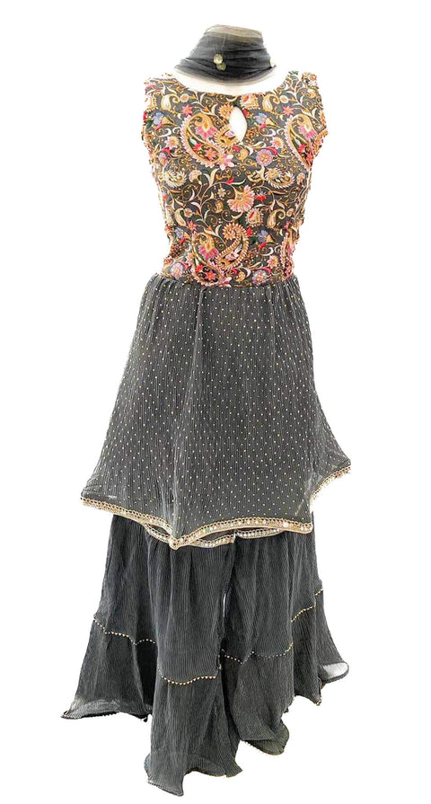 Georgette Based All Over Embroidery & Sequin Work Sharara Suit