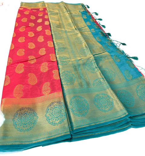 Art Silk Saree With Contrast Pallu and Blouse