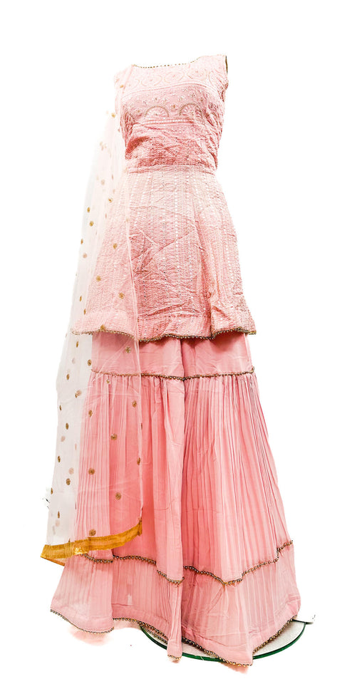 Georgette Based Sequined With Embroidery Work Designer Kameez & Sharara