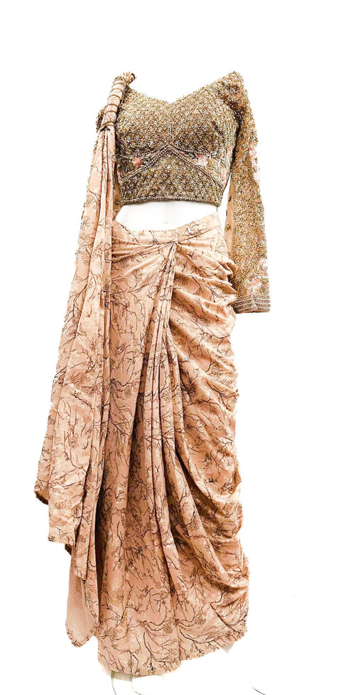 Designer Bollywood style hand work heavy blouse with Readymade Saree