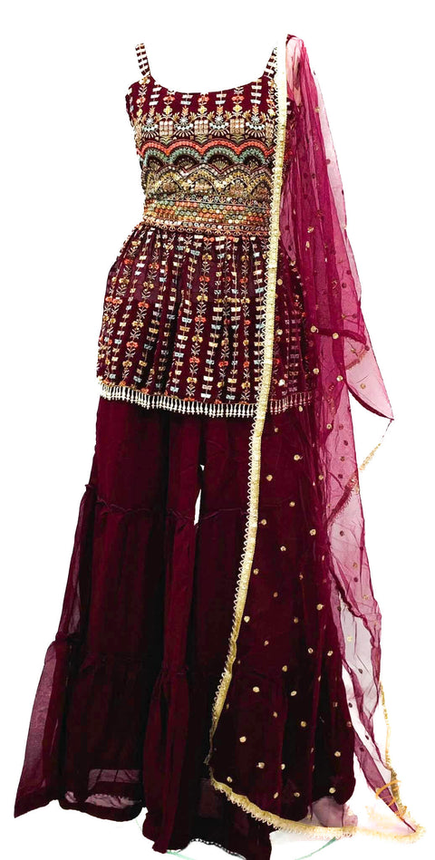 Georgette Based All Over Heavy Embroidery Work Sharara Suit