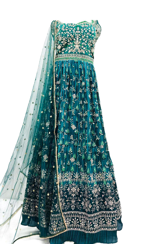 Crepe Silk based printed Mirror & Stone work Anarkali suit