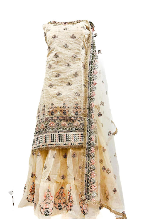 Embroidery with mirror work cotton silk based ladies Anarkali suit