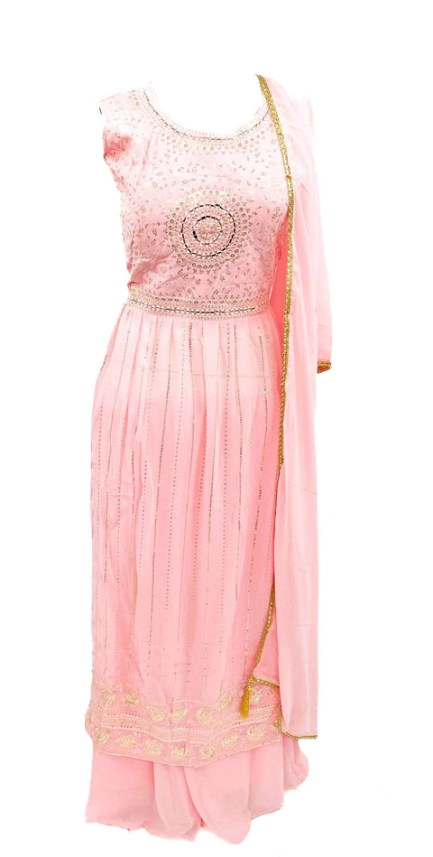 Sequin work georgette based nayra cut sharara suit