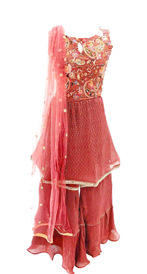 Georgette Based All Over Embroidery & Sequin Work Sharara Suit