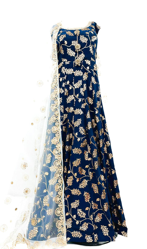 Georgette based golden print Anarkali Suit