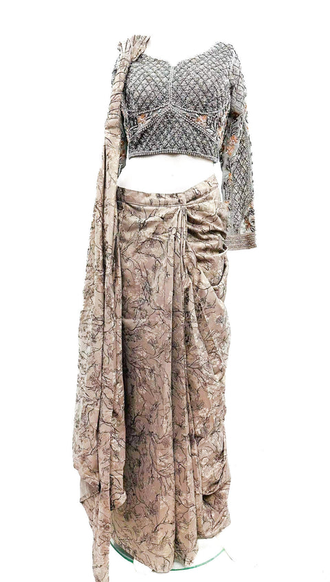 Designer Bollywood style hand work heavy blouse with Readymade Saree