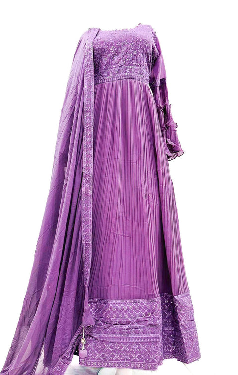 Georgette based embroidery work heavy flared gown