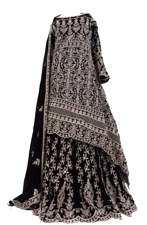 Georgette Based Beautiful Jerkan & Embroidery Work Kameez & Lehnga