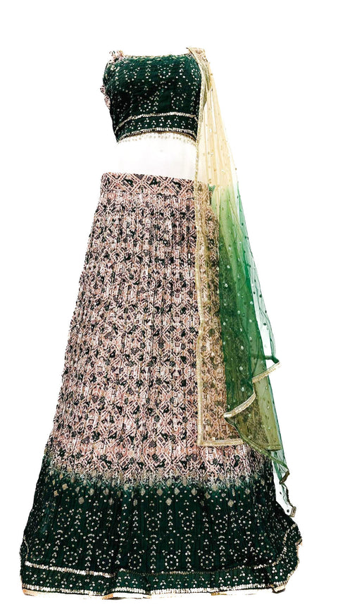 Georgette Silk based Printed & Sequined Crop top & Lehnga