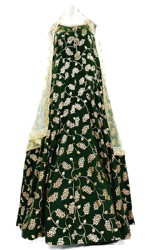 Georgette based golden print Anarkali Suit