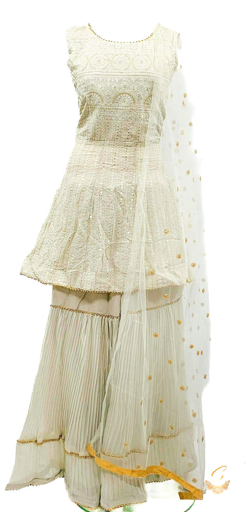 Georgette Based Sequined With Embroidery Work Designer Kameez & Sharara