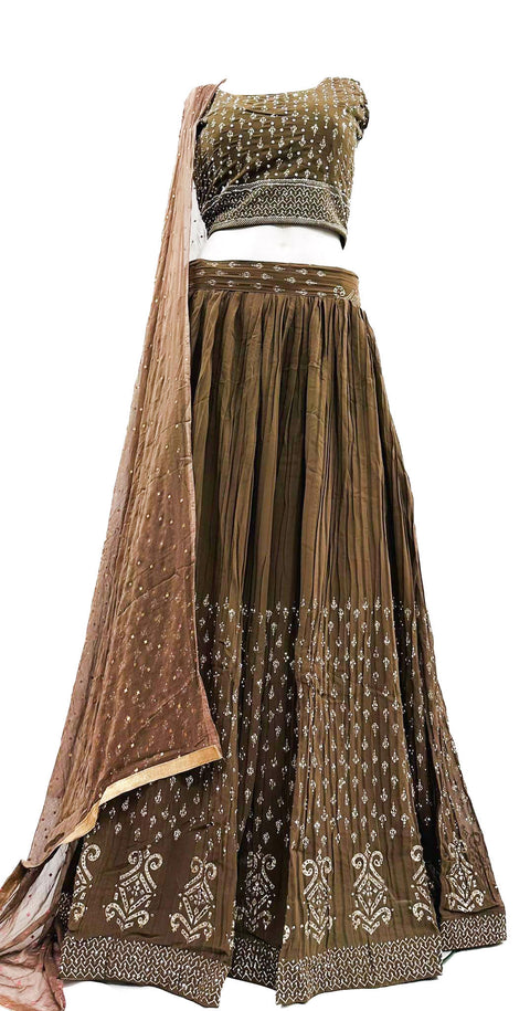 Georgette based silver stone work beautiful crop top lehnga