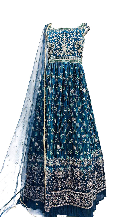 Crepe Silk based printed Mirror & Stone work Anarkali suit