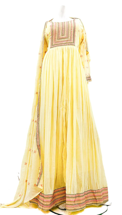 Pure chiffon based embroidery work beautiful Anarkali suit